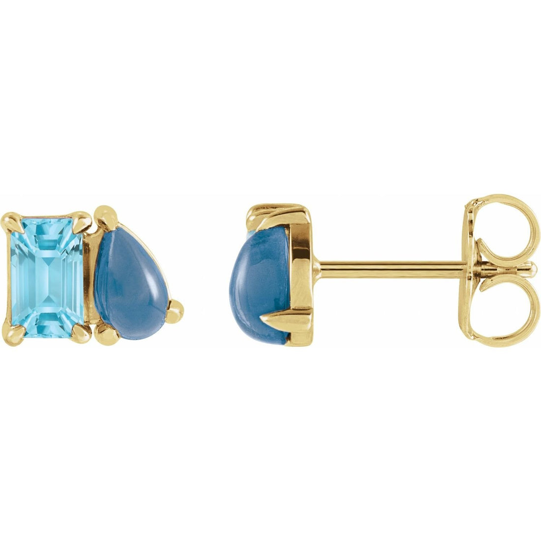 emerald-cut sky blue topaz studs in yellow gold in 14k Yellow Gold