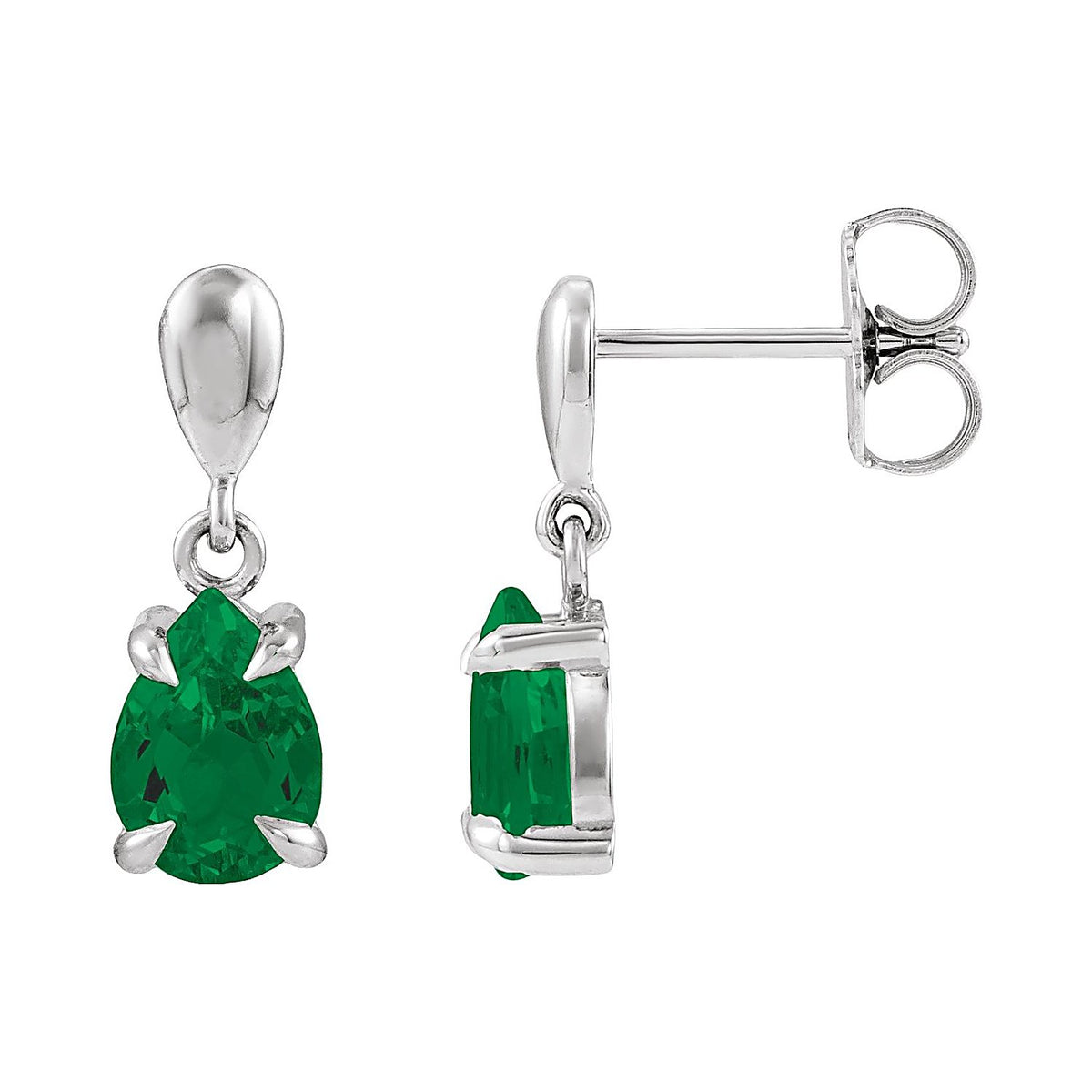 Emerald drop earrings in Platinum
