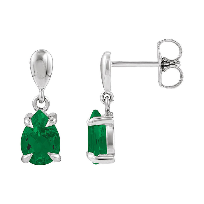 Emerald drop earrings in Platinum