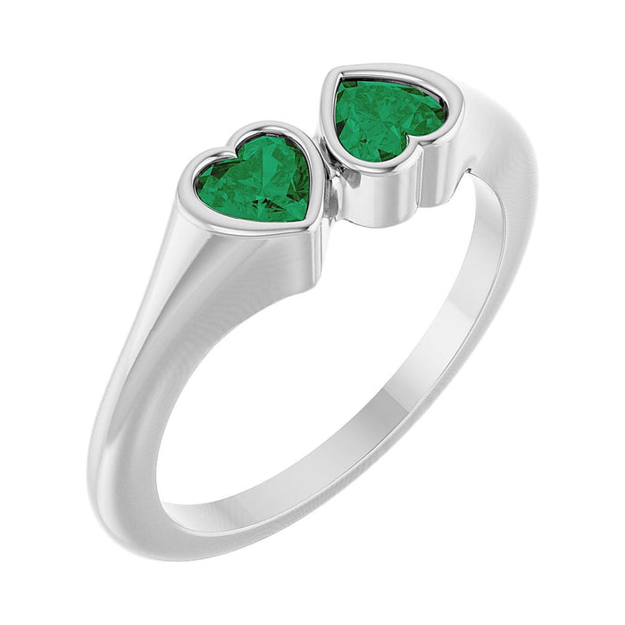 Emerald toi et moi two-stone ring in Platinum