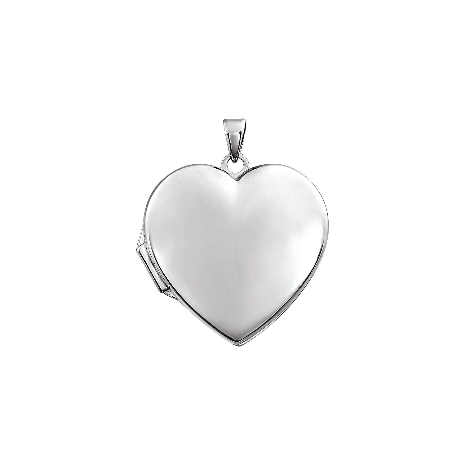 14K White Gold Engravable Heart Locket Necklace