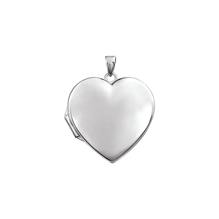 14K White Gold Engravable Heart Locket Necklace