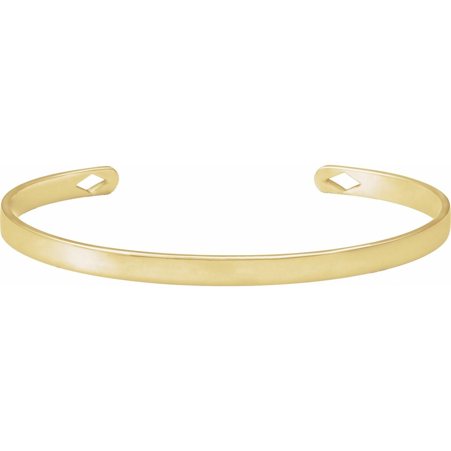 Engravable Pierced Diamond Cuff Bracelet in 14k yellow gold