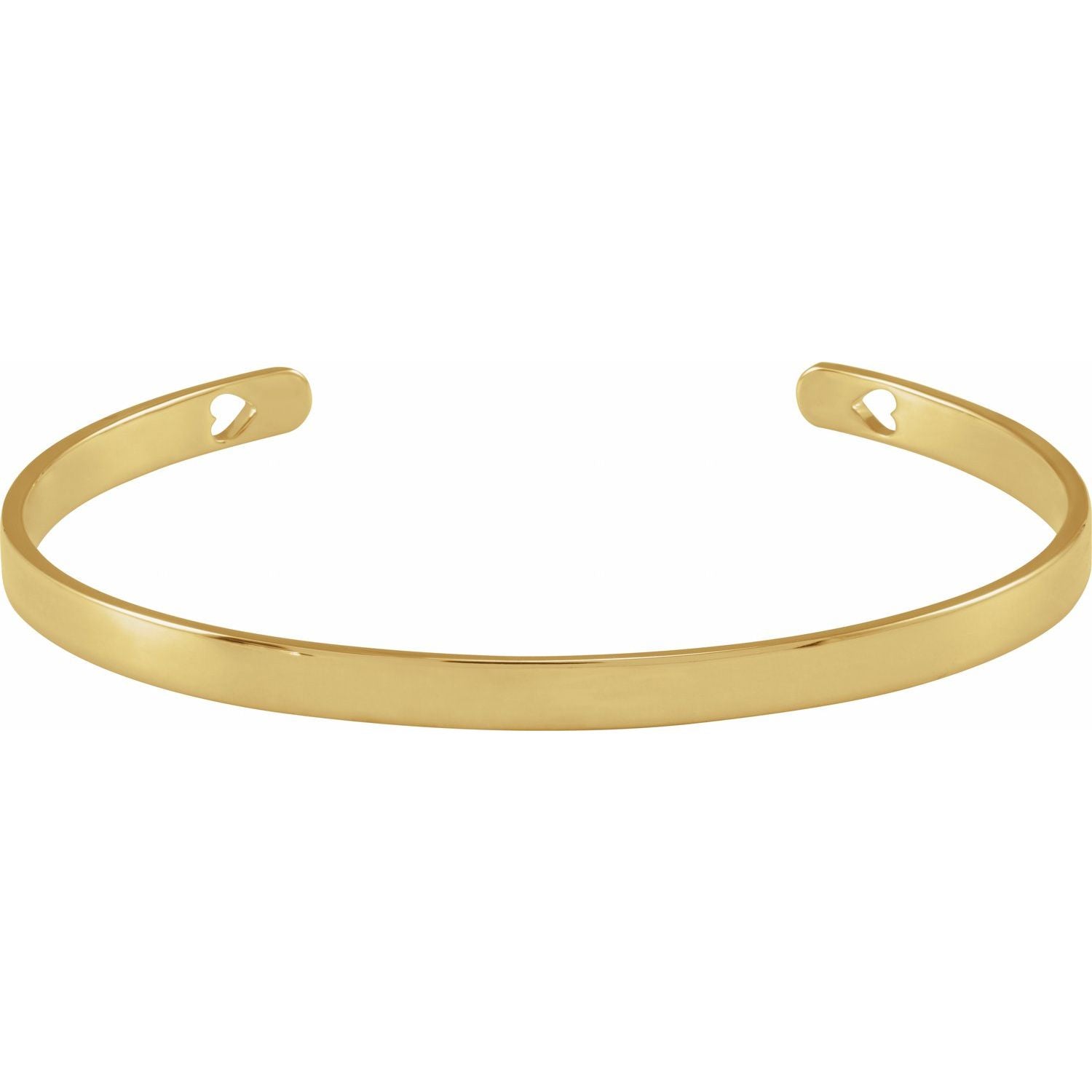 Engravable Pierced Heart Cuff Bracelet in 14k yellow gold