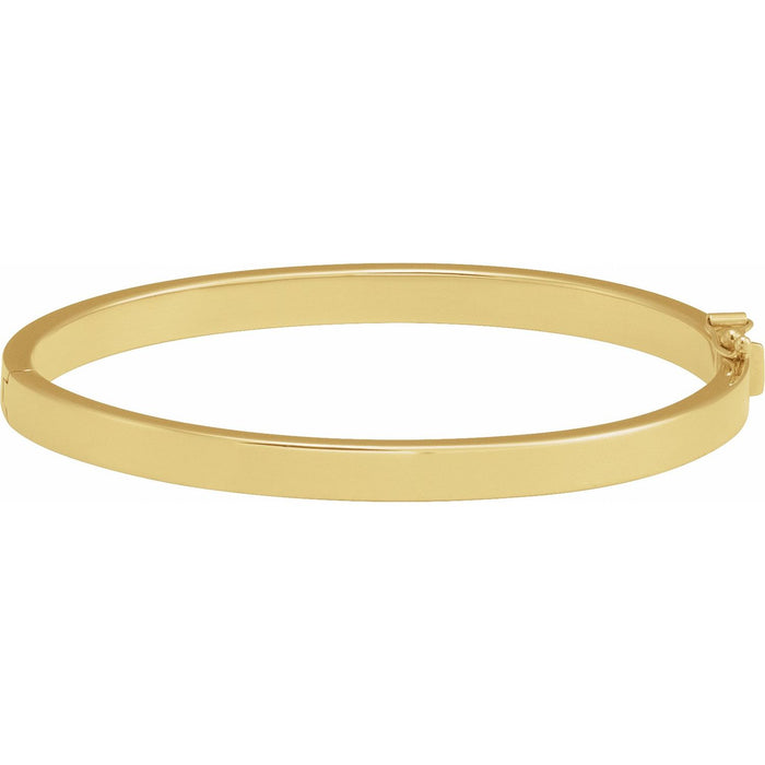 Engravable Tube Hinged Bangle Bracelet in Yellow Gold