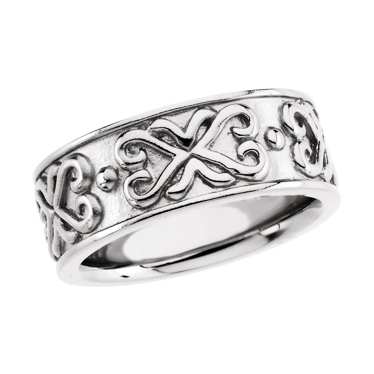 Etruscan-style men's wedding band in 14K white gold