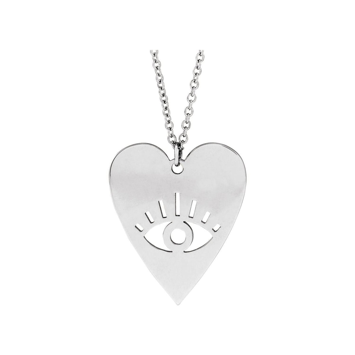 Evil Eye Heart Pendant in 14K White Gold