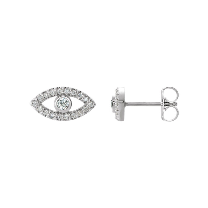 14K White Gold nineteen-stone evil-eye talisman white sapphire earrings