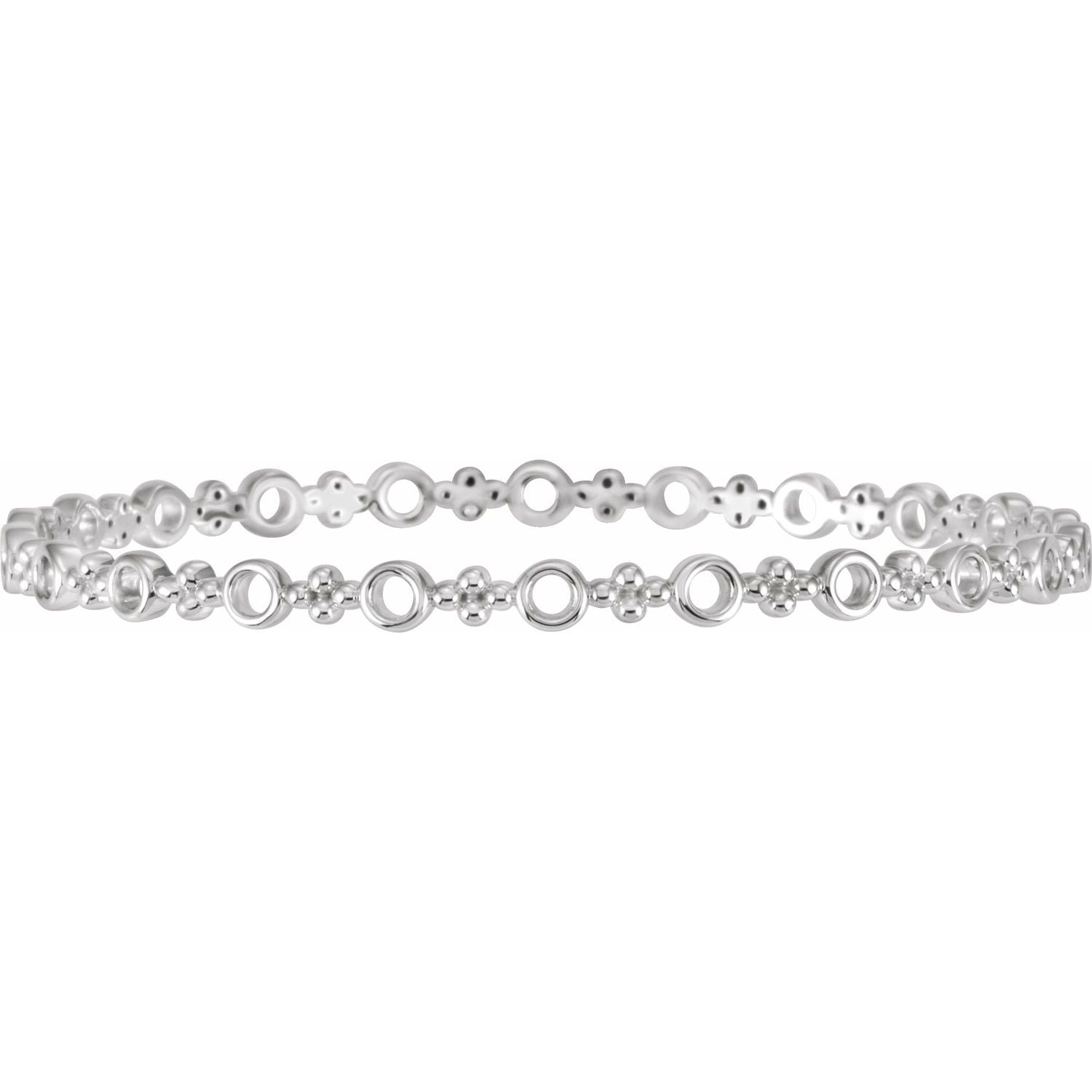 Faceted Geometric Bangle Bracelet in White Gold