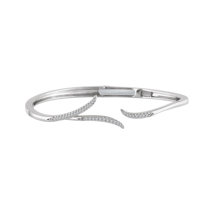 Freeform Diamond Hinged Cuff Bracelet in 14k white gold