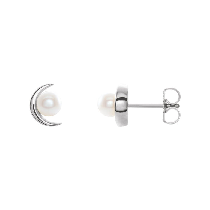freshwater cultured pearl stud earrings in 14k white gold