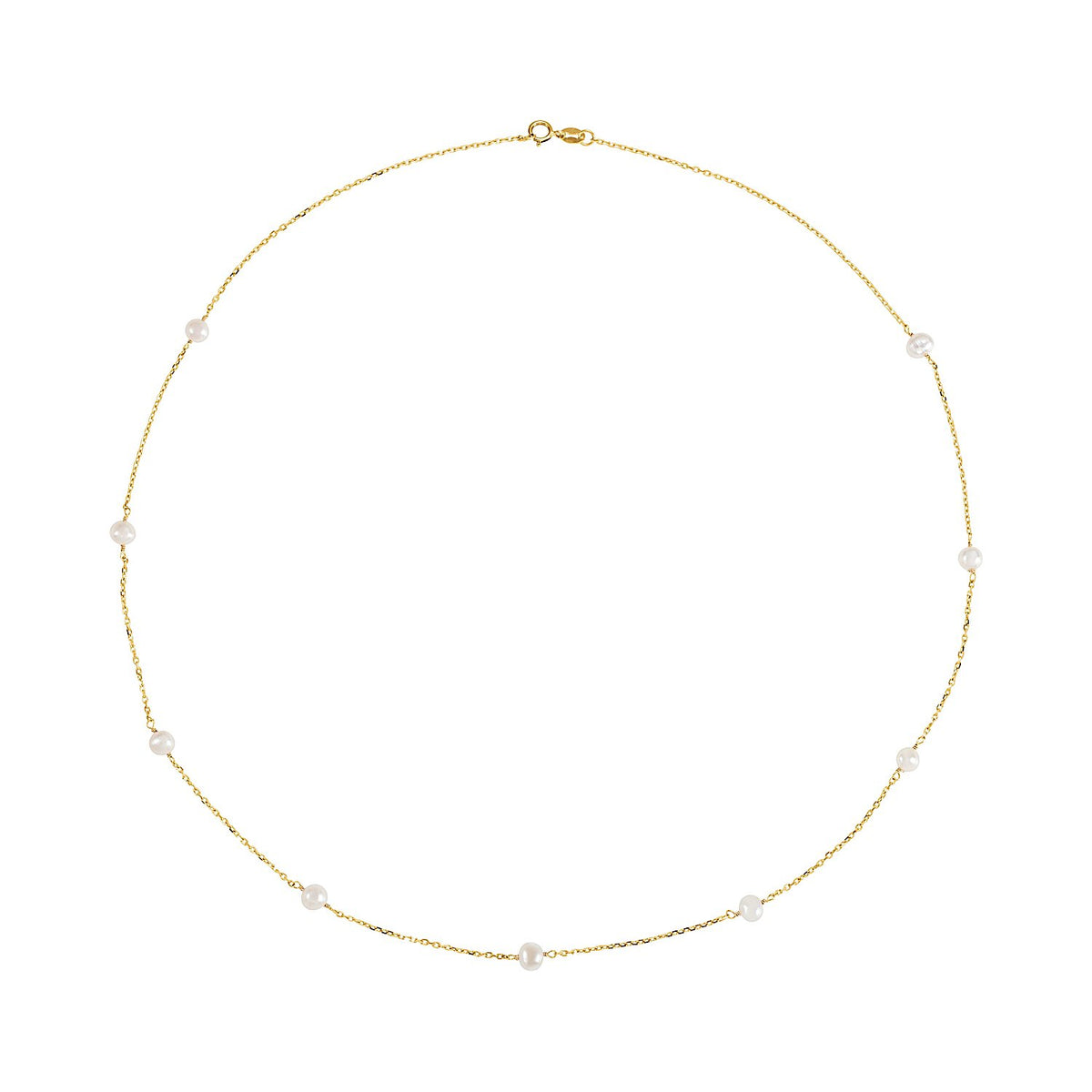 Freshwater Pearl 9-Station Necklace in 14K Yellow Gold, full length
