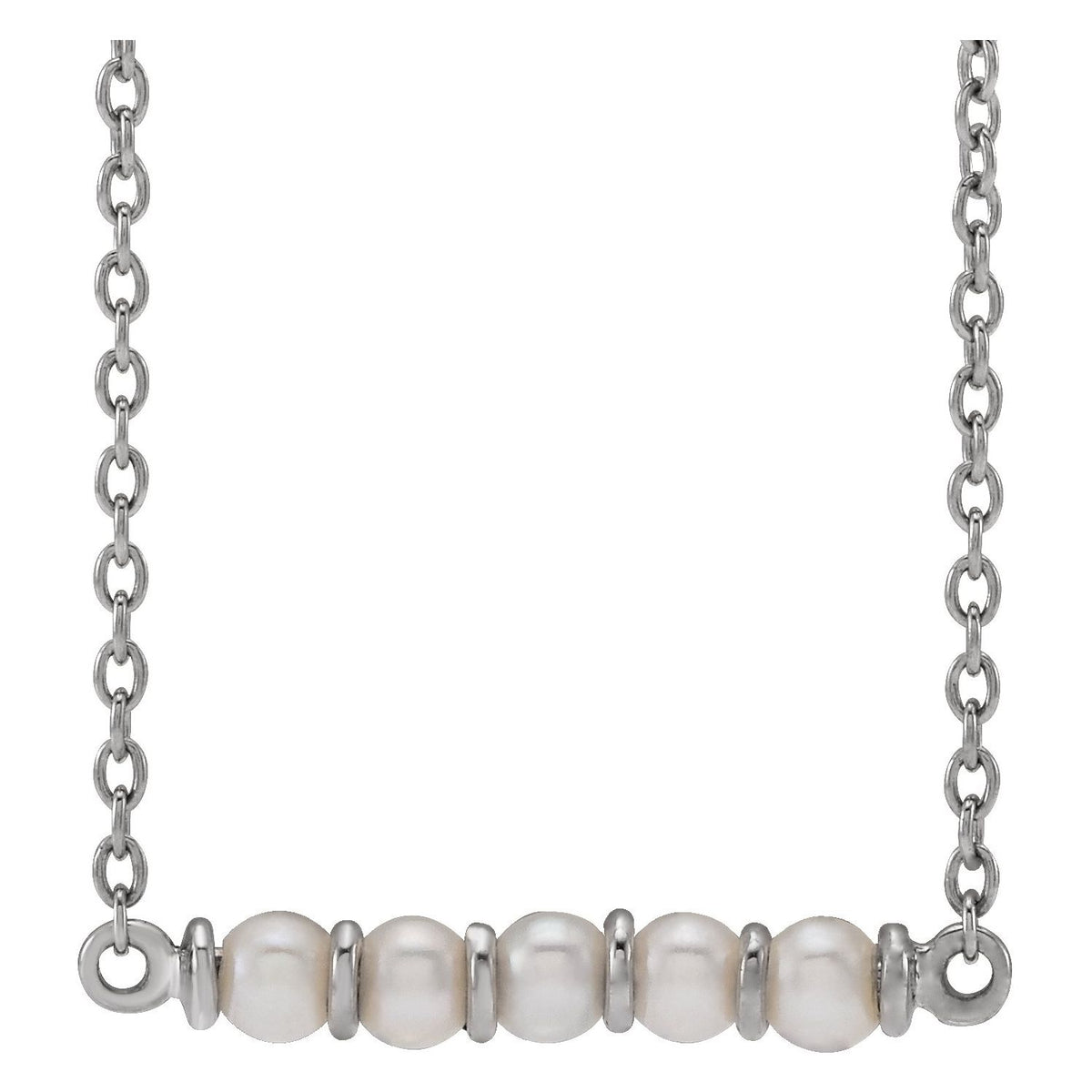 Freshwater Pearl Bar Necklace in 14k white gold — shown on its included chain