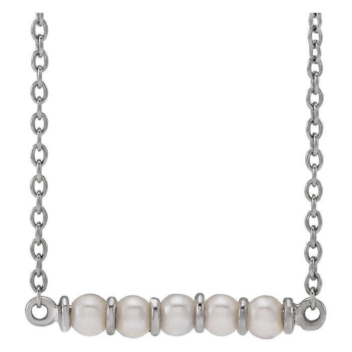 Freshwater Pearl Bar Necklace in 14K White Gold