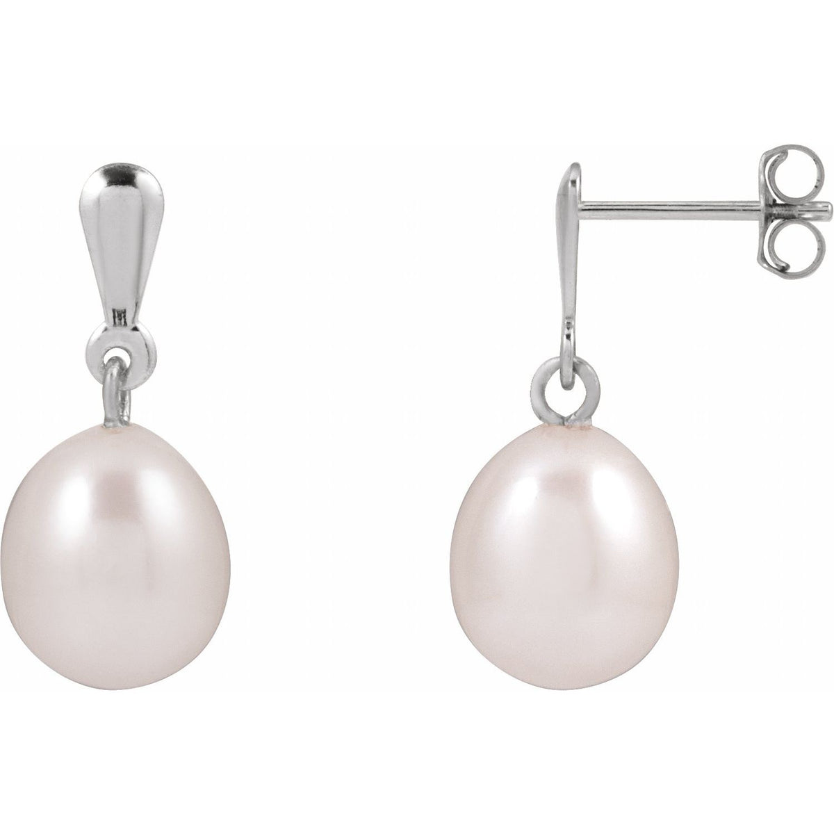 Freshwater Pearl Drop Earrings in 14k white gold