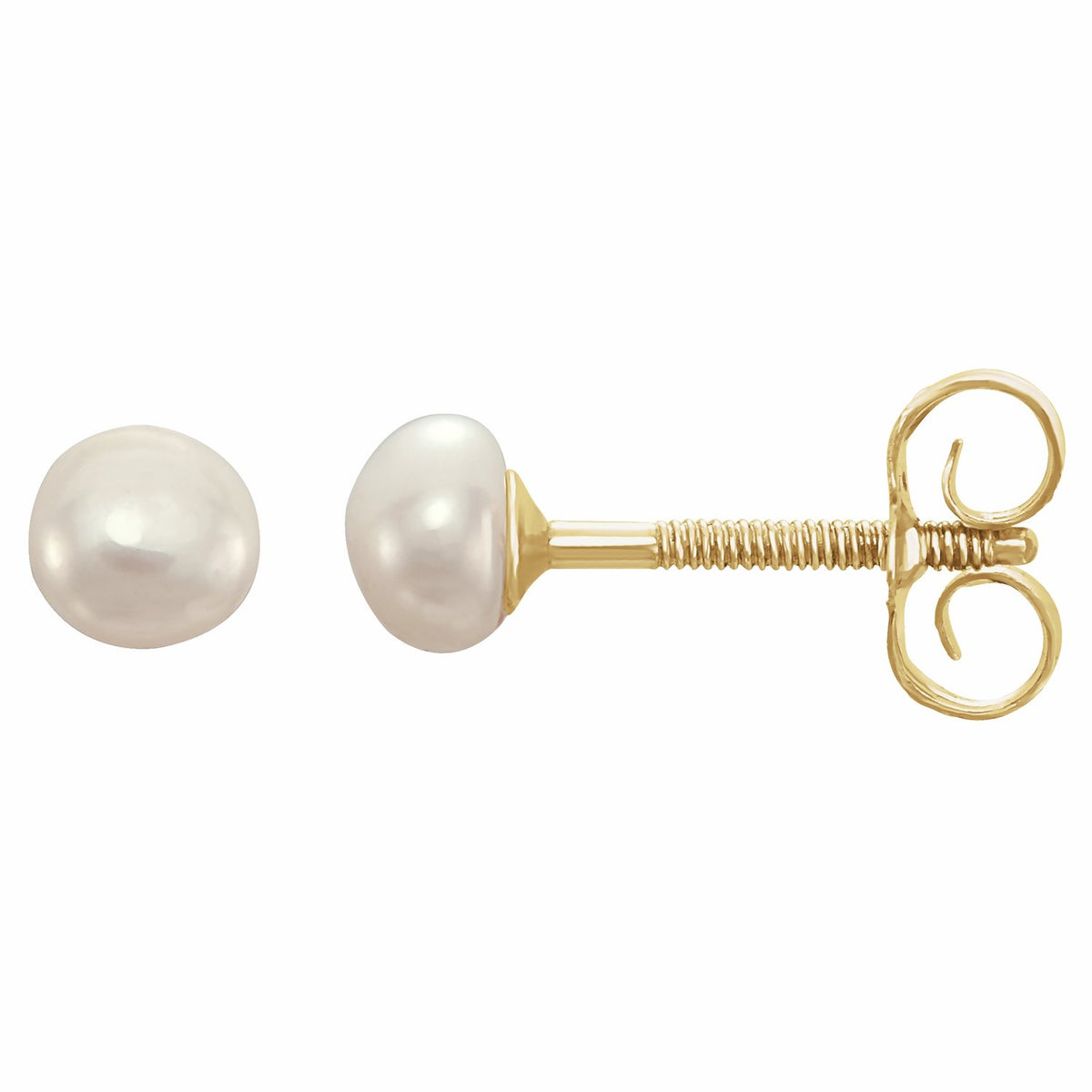 Freshwater Pearl Stud Earrings (3 mm) in 14k yellow gold