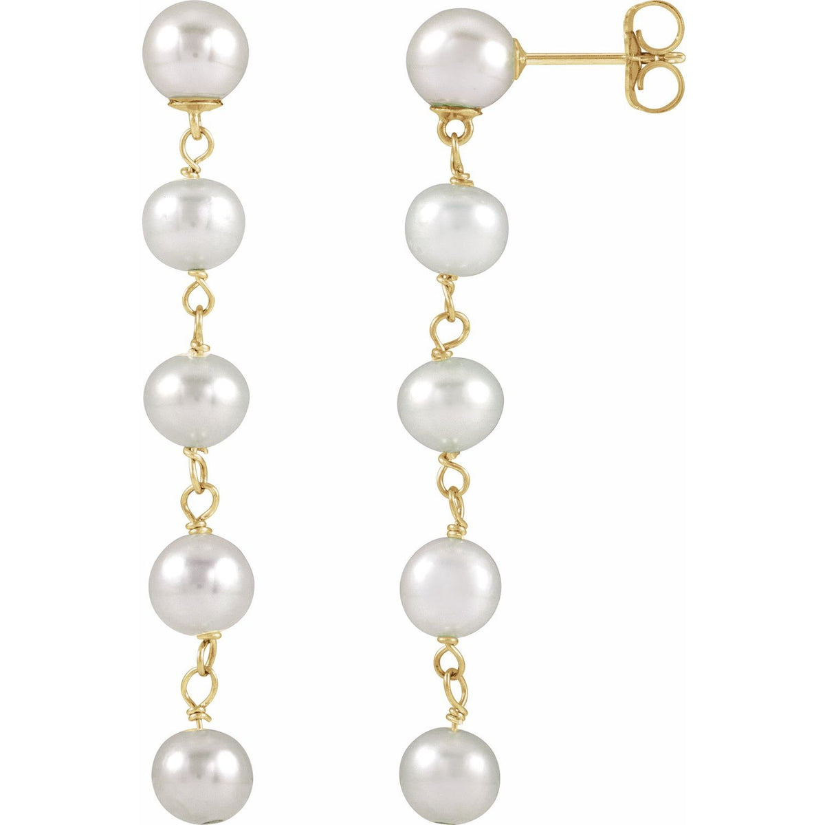 Freshwater Pearl Stud Earrings (5-6 mm) in 14k yellow gold