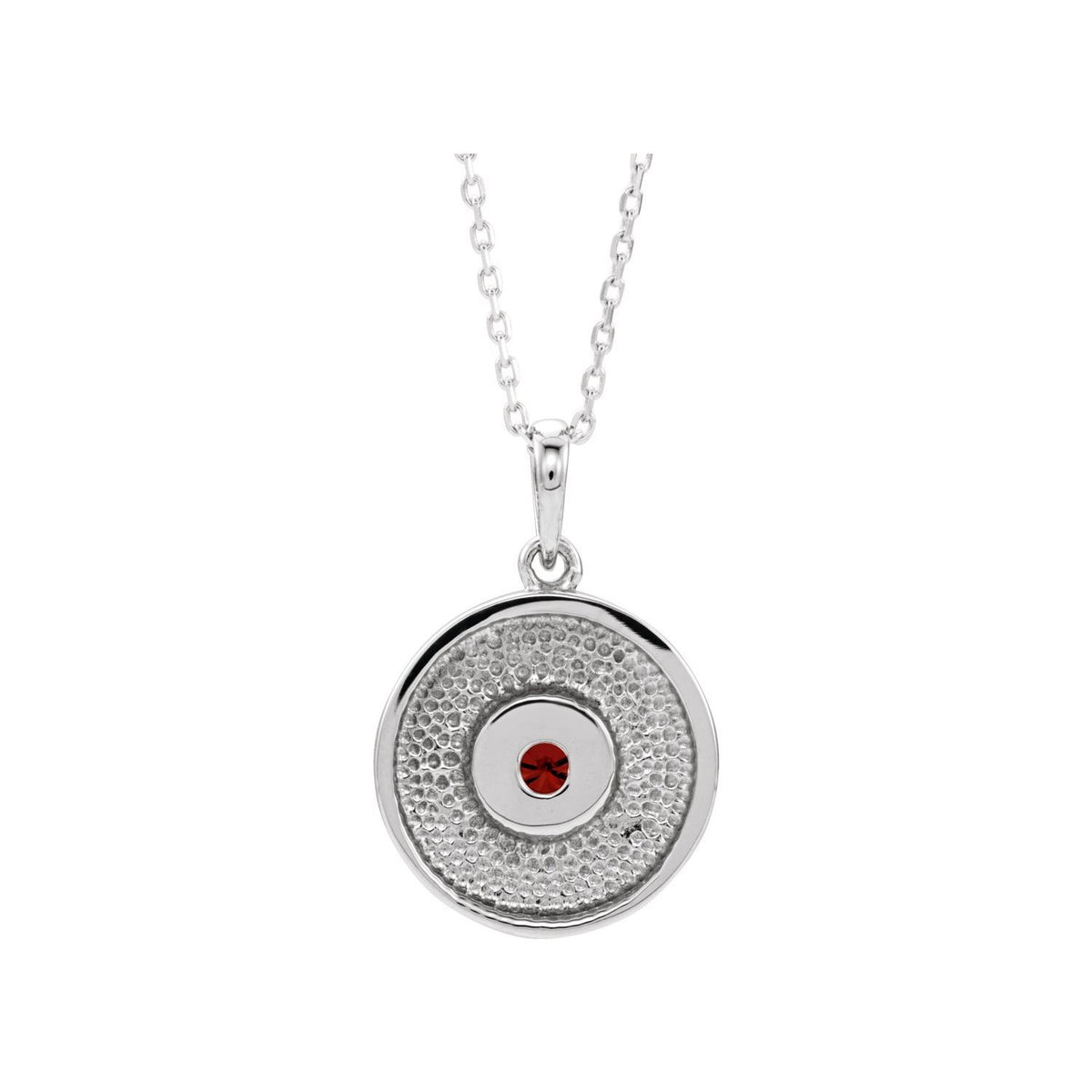 Mozambique garnet disc necklace, 14K White Gold