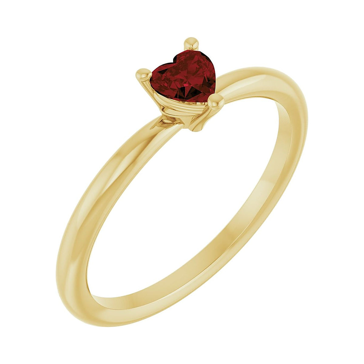 garnet heart promise ring in 14k yellow gold