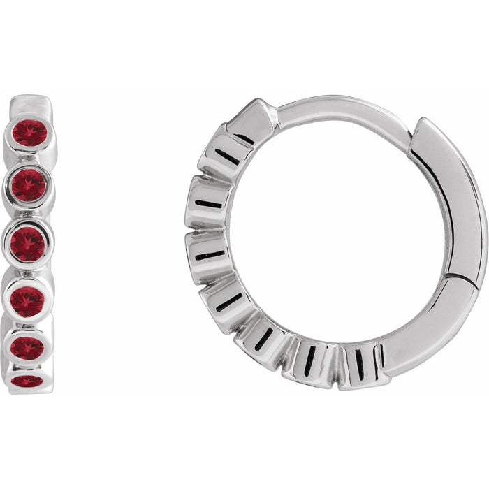 garnet hoop earrings in sterling silver in Sterling Silver