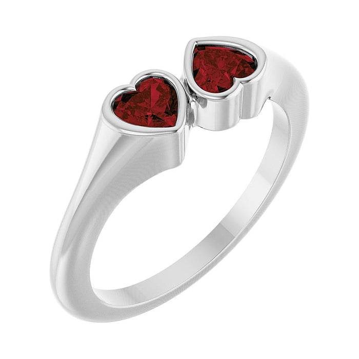 Garnet toi et moi two-stone ring in Platinum