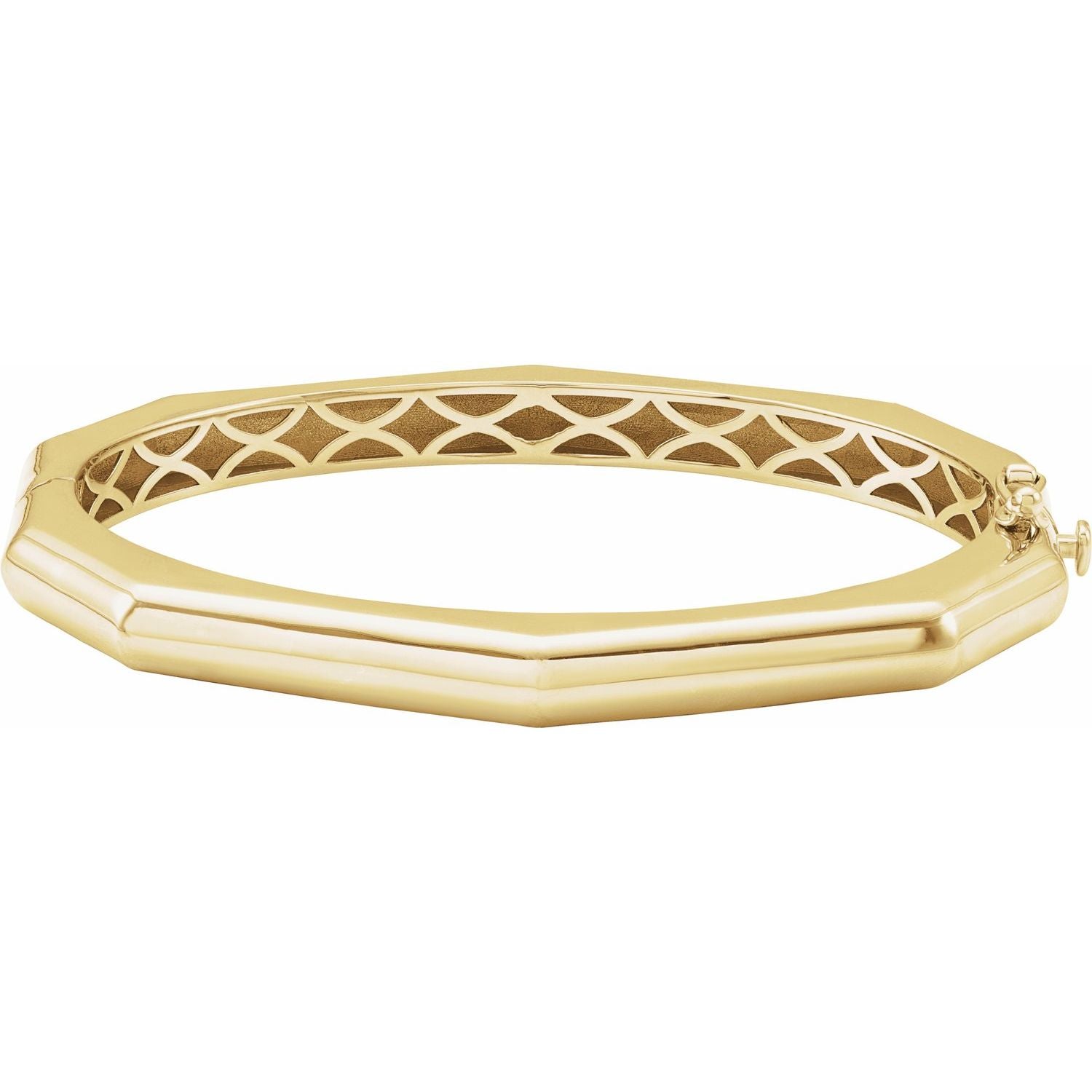 Geometric Hinged Bangle Bracelet in Yellow Gold