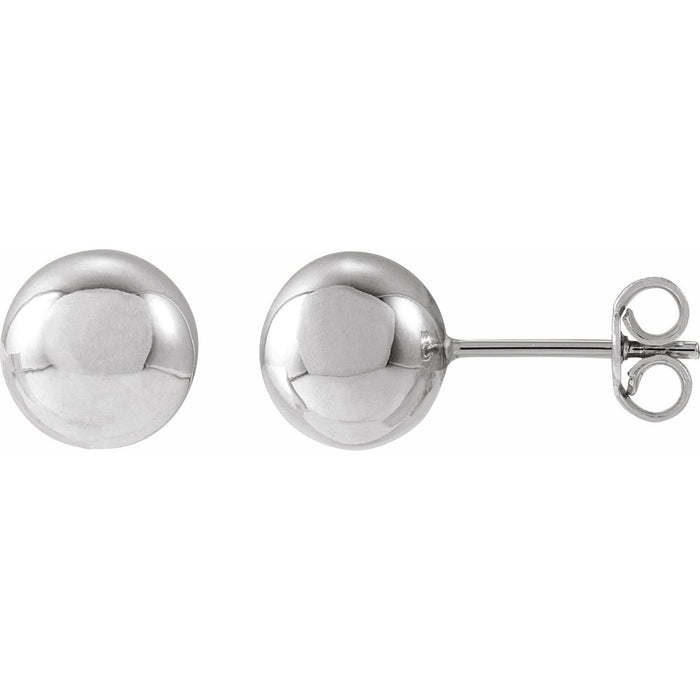 Gold Ball Stud Earrings in 14K White Gold