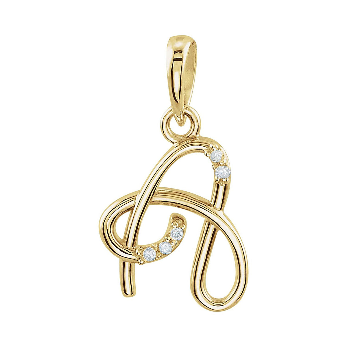 Gold Initial Pendant, letter A, 14K Yellow Gold