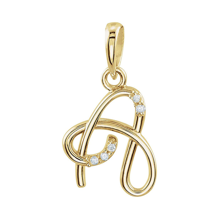 Gold Initial Pendant, letter A, 14K Yellow Gold