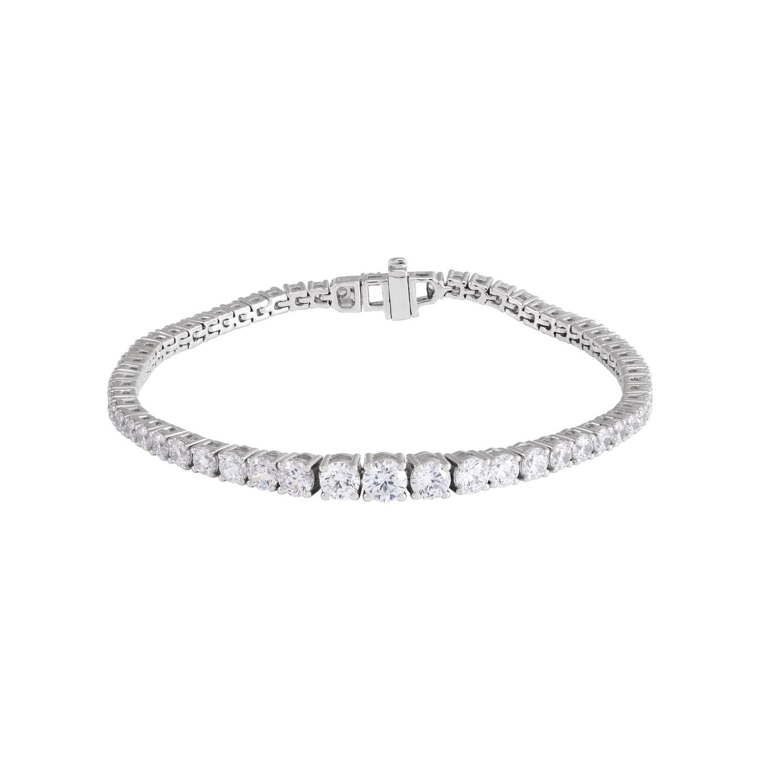 14K White Gold graduated round lab-grown diamond tennis bracelet