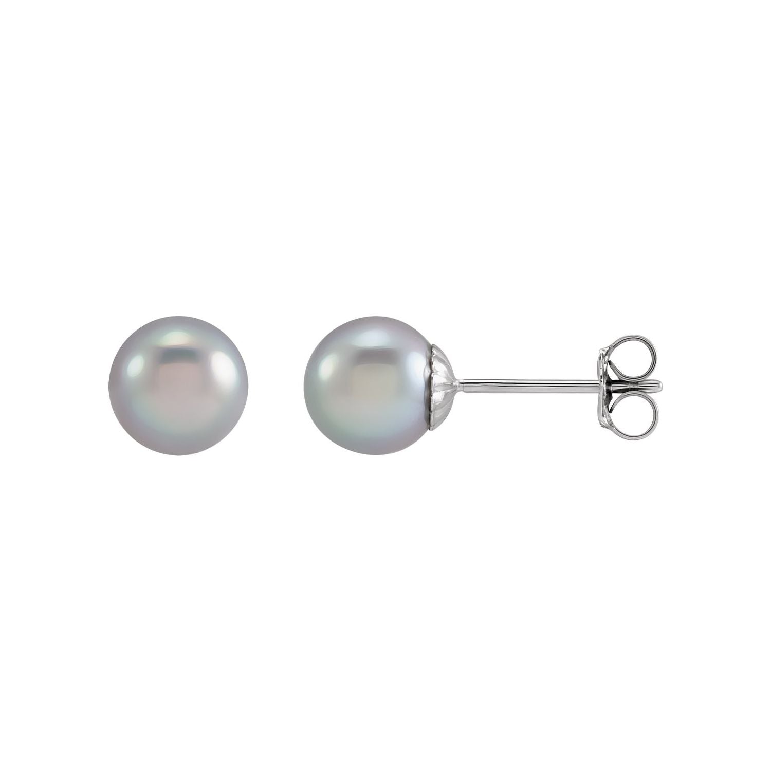 gray freshwater cultured pearl stud earrings in 14k white gold