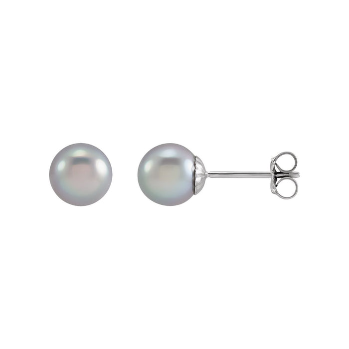gray freshwater cultured pearl stud earrings in 14k white gold