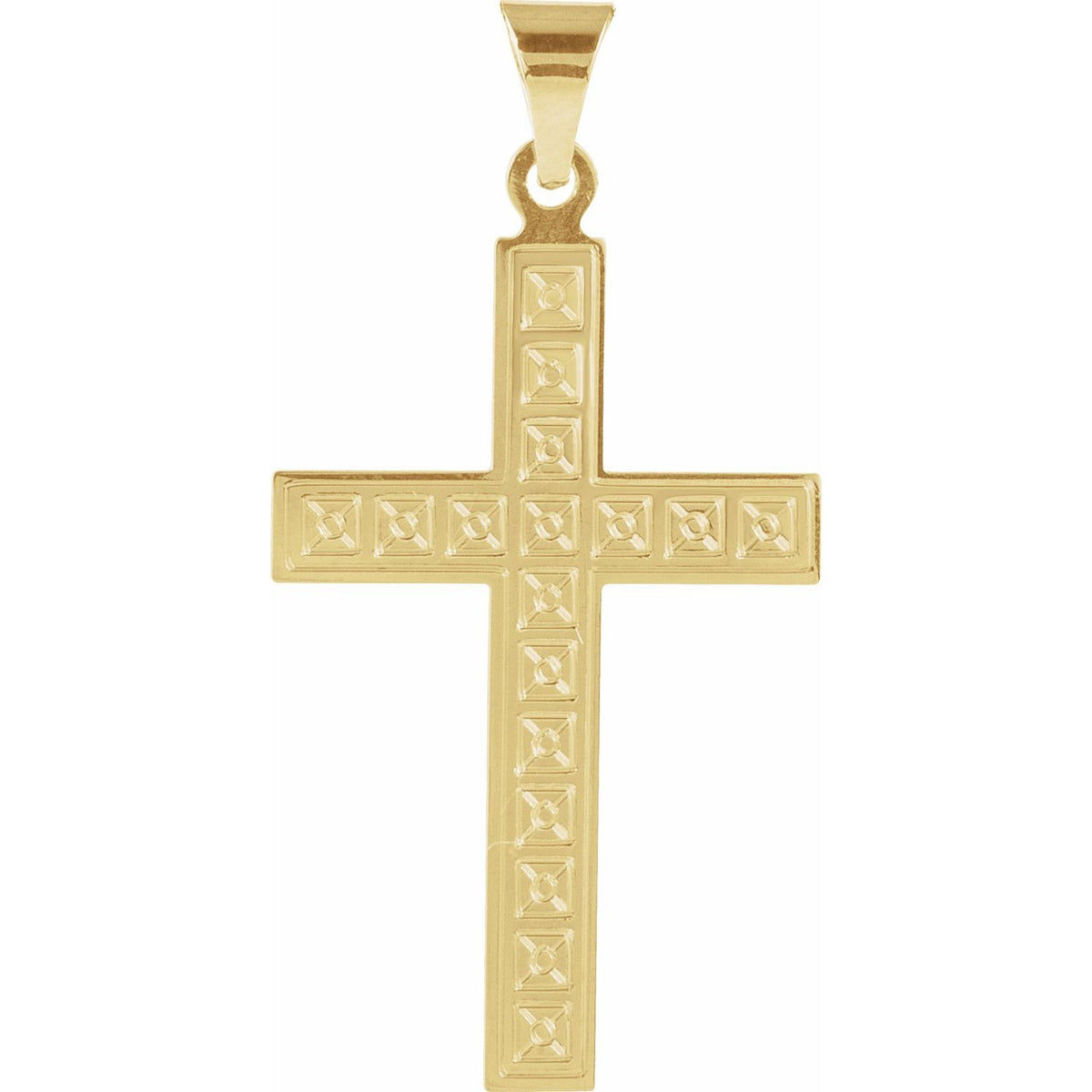Greek Key Men's Cross Necklace in 14K Yellow Gold