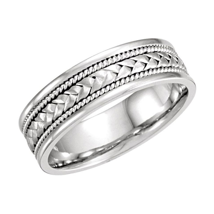 Hand-Woven Rope Men's Wedding Band in white gold