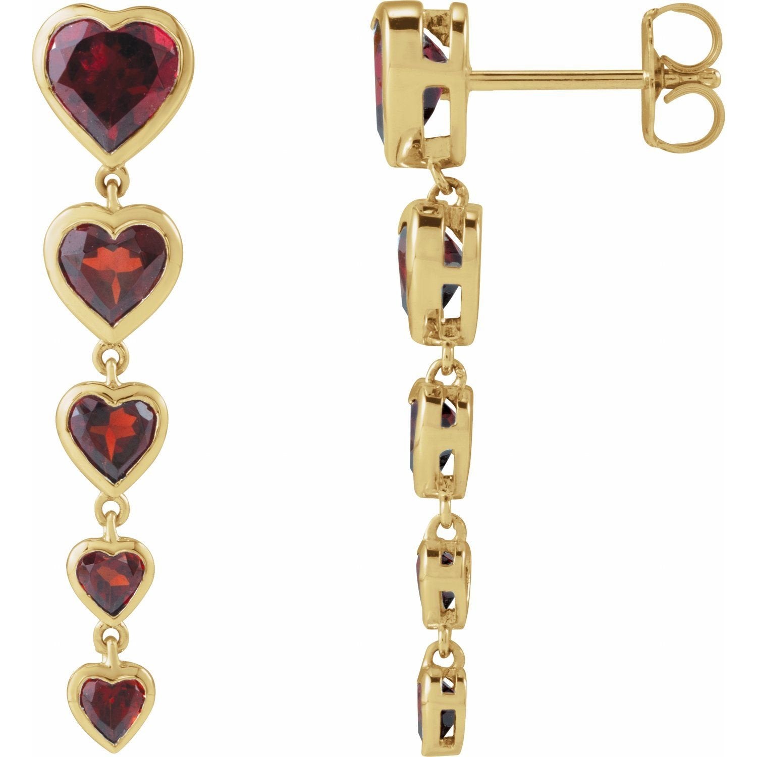 heart garnet earrings in 14k Yellow Gold