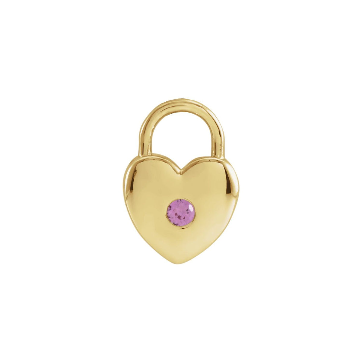Heart Lock Pink Sapphire Pendant in 14K Yellow Gold