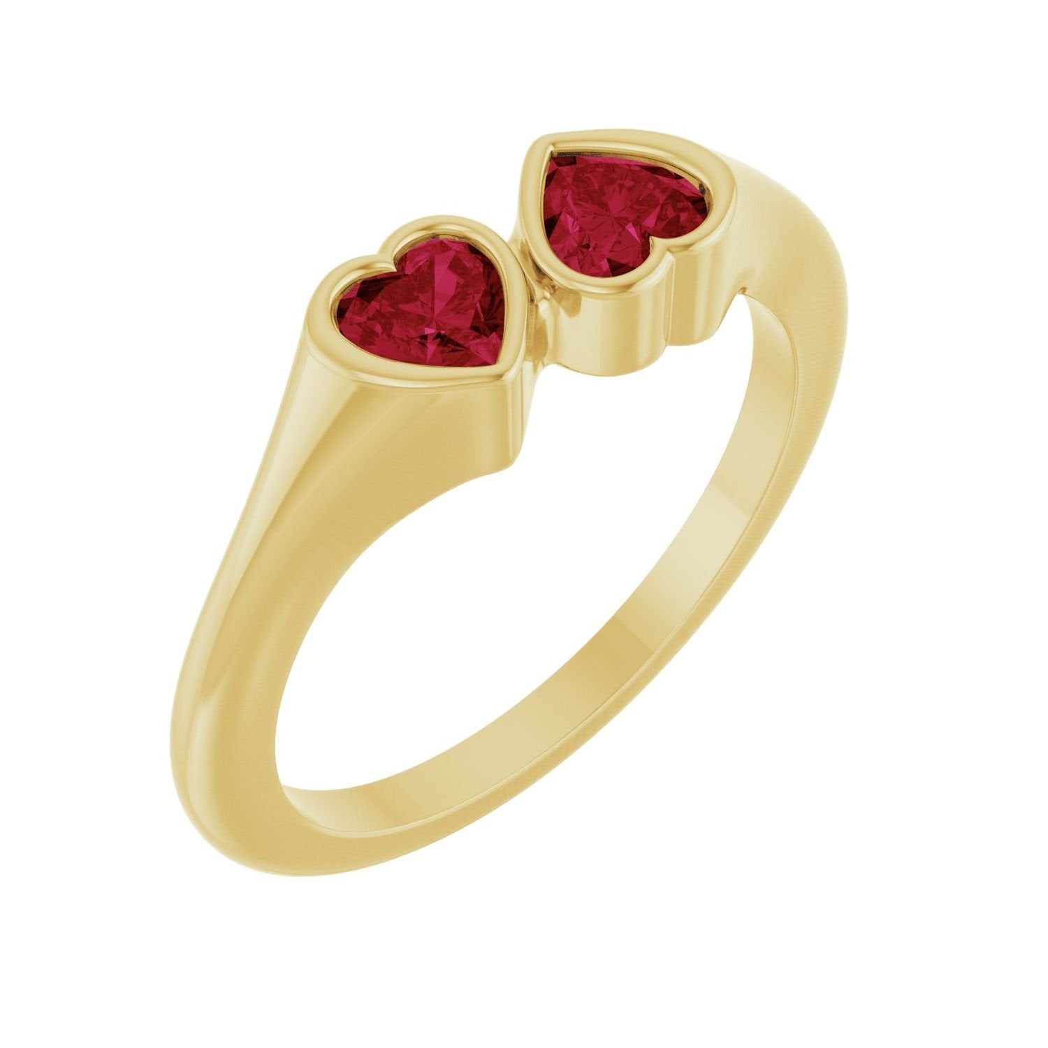 heart ruby two-stone ring in 14k Yellow Gold