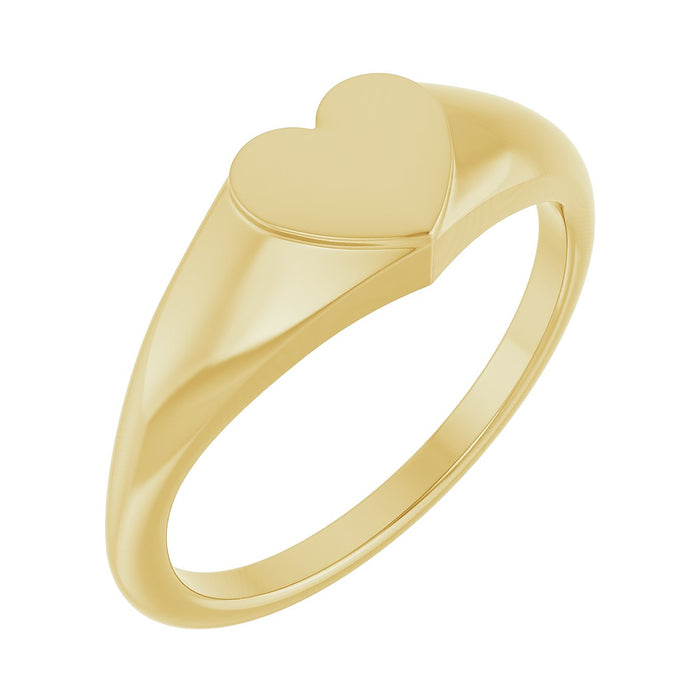 heart signet promise ring in 14k yellow gold