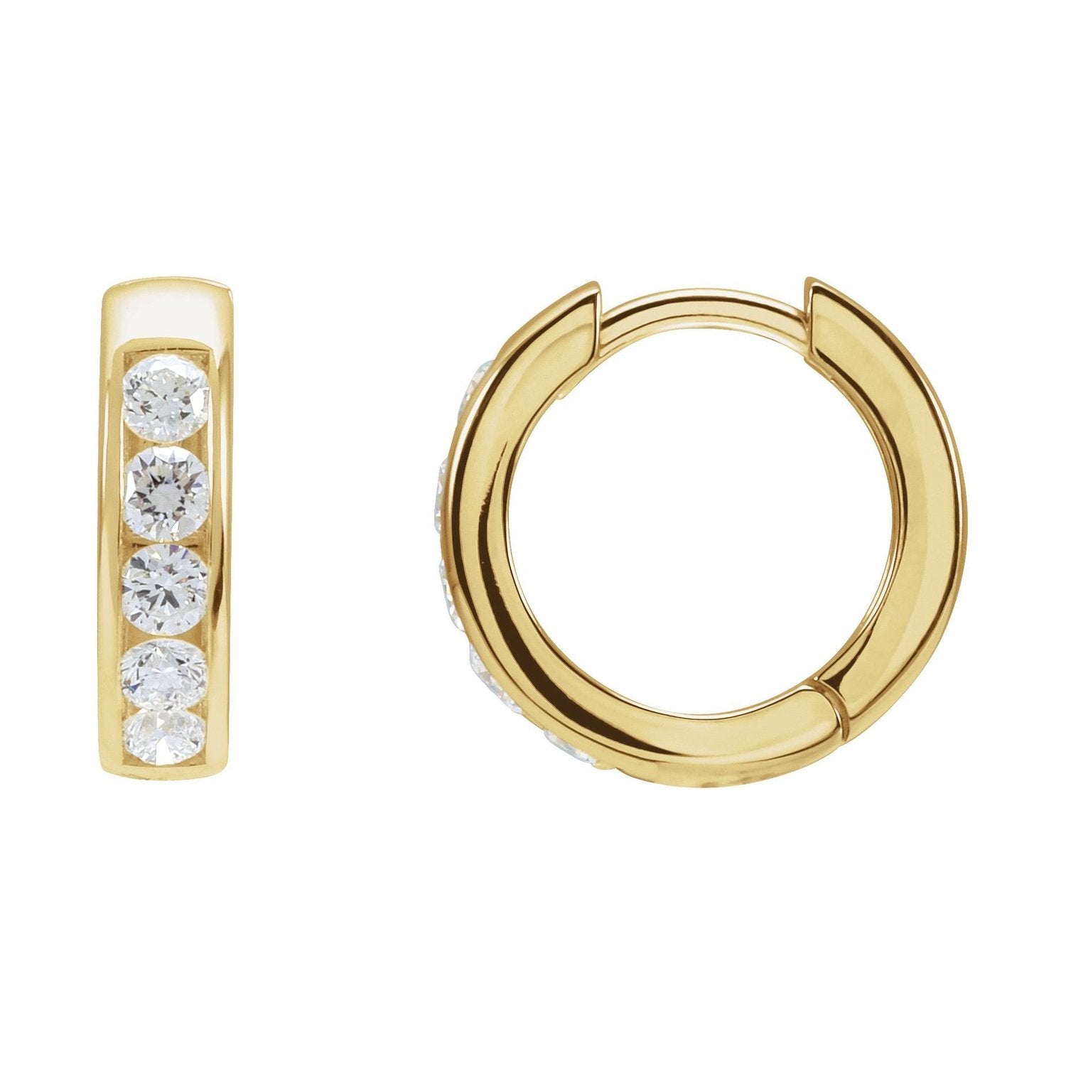 14K Yellow Gold Hinged Lab-Grown Diamond Hoop Earrings (5/8 ct tw)