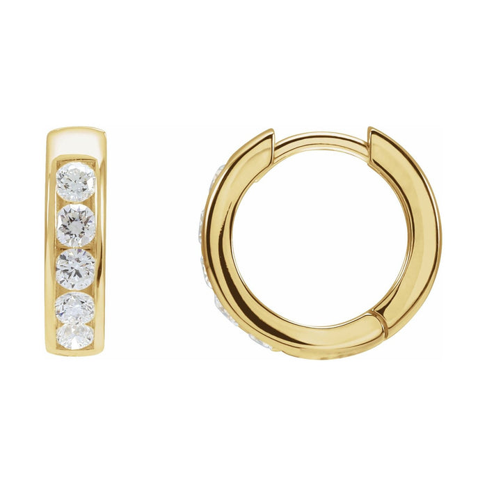 14K Yellow Gold Hinged Lab-Grown Diamond Hoop Earrings (5/8 ct tw)