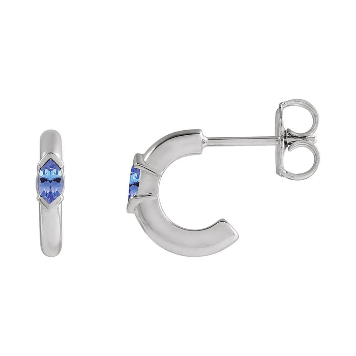 Tanzanite Hoop Earrings in 14K White Gold