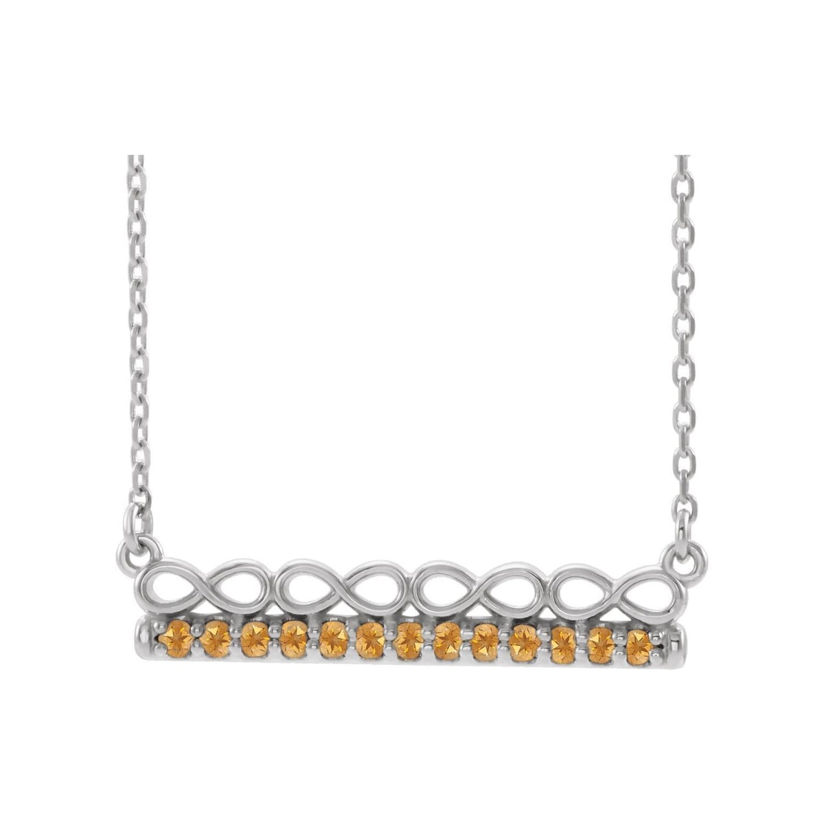Infinity Bar Citrine Pendant in 14K White Gold