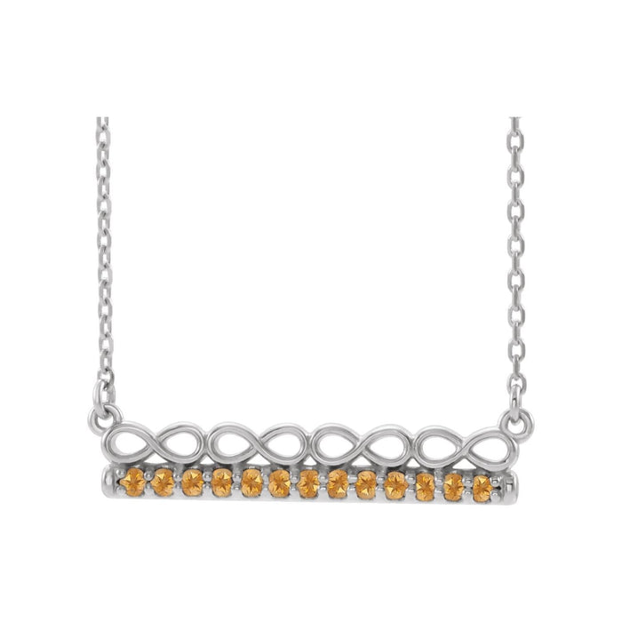 Infinity Bar Citrine Pendant in 14K White Gold