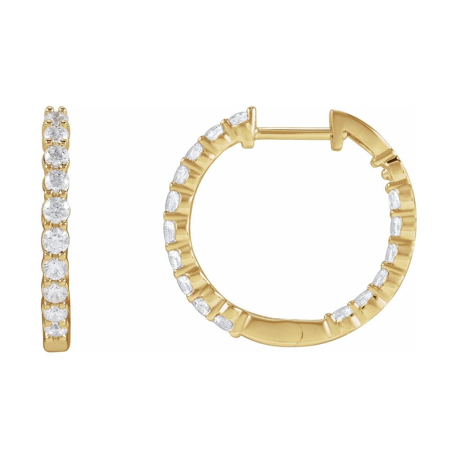 14K Yellow Gold Inside-Out Lab-Grown Diamond Hoop Earrings (1 ct tw)
