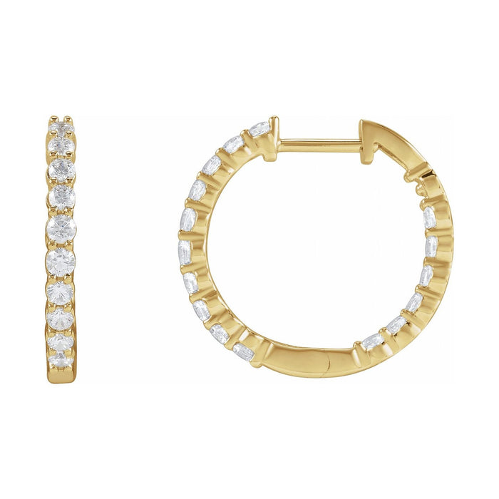 14K Yellow Gold Inside-Out Lab-Grown Diamond Hoop Earrings (1 ct tw)