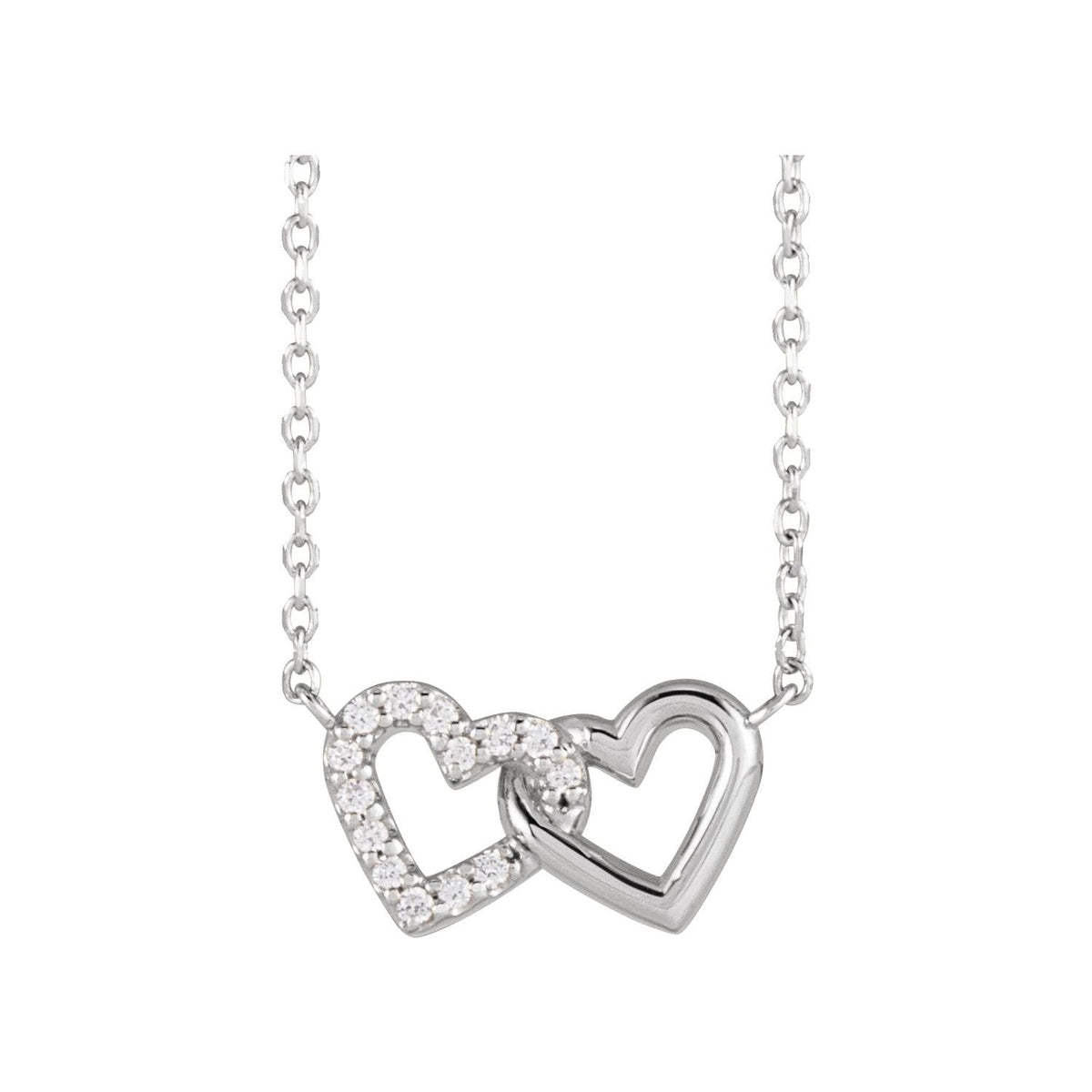 Interlocking Hearts Diamond Pendant in 14K White Gold