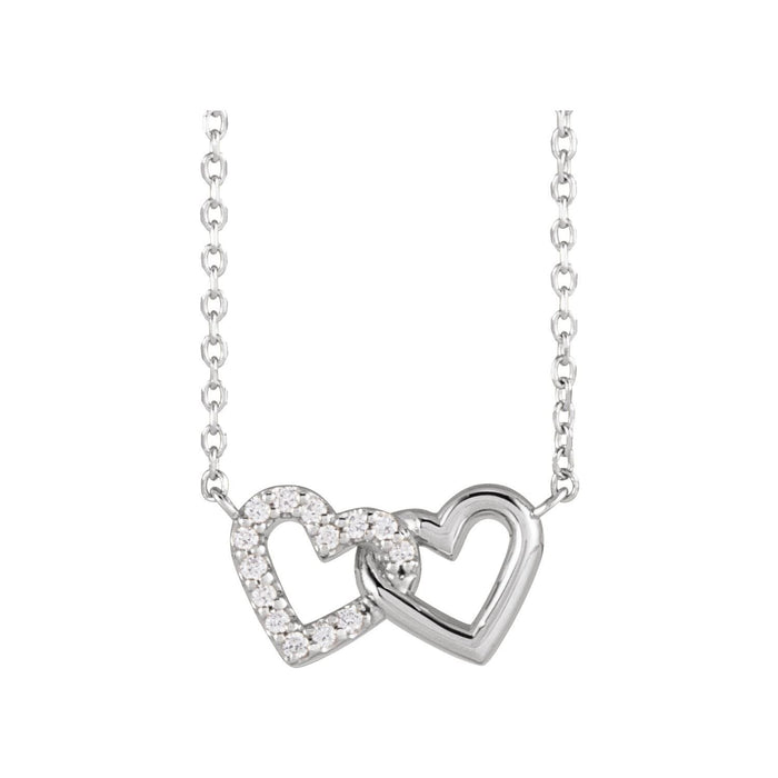 Interlocking Hearts Diamond Pendant in 14K White Gold