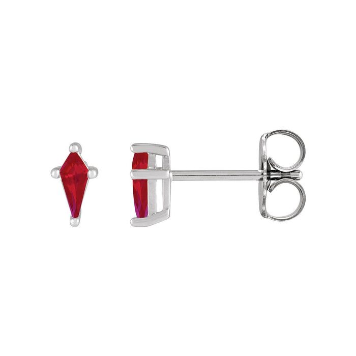 14K White Gold kite lab-grown ruby earrings