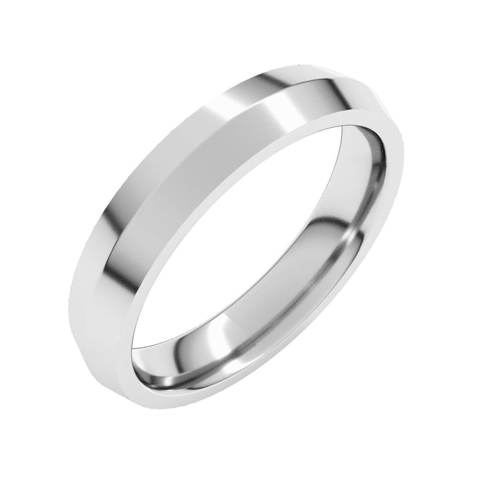 Knife Edge Comfort Fit Mens Wedding Band in white gold