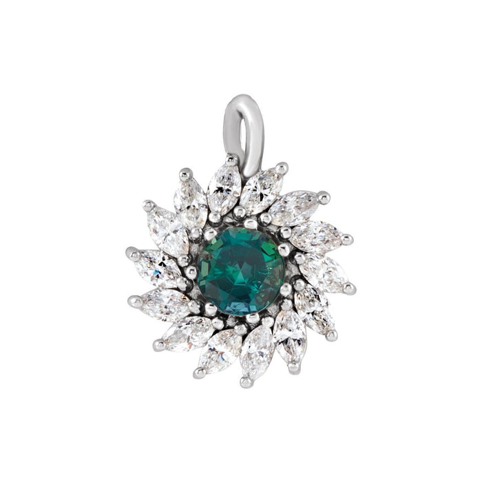 Diamond Halo Lab-Grown Alexandrite Pendant in 14K White Gold